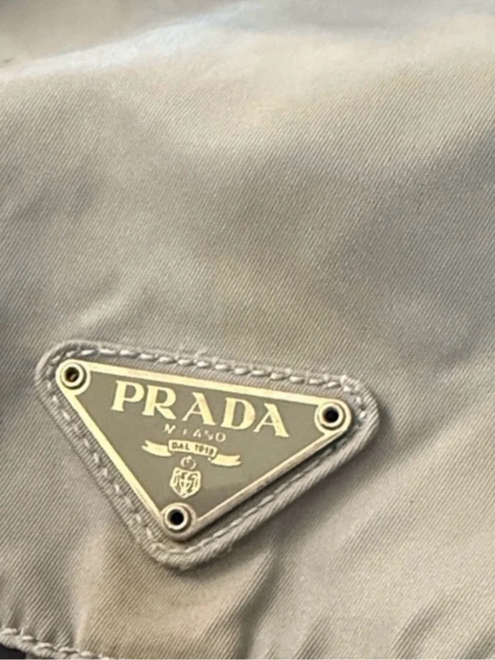 Prada Vintage Light Gray Blue Modified Nylon Flap Drawstring Backpack
